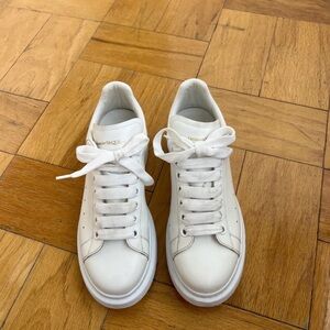 Alexander McQueen White Sneakers with Subtle Gold Detail